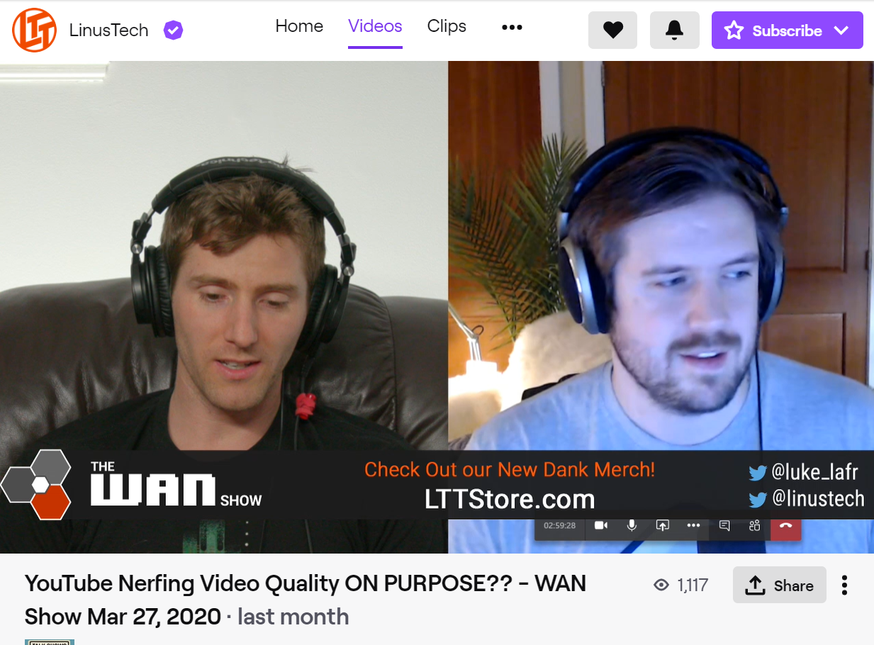 LinusTechTips had their live audience on Twitch and YouTube raid PlantyTime’s Twitch stream before ending their Weekly Analysis And News Show stream on March 27th, 2020